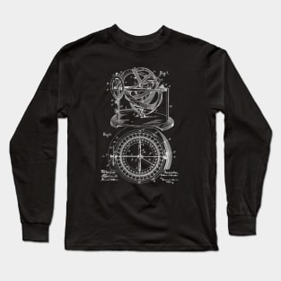 Stellar Compass Vintage Patent Drawing Long Sleeve T-Shirt